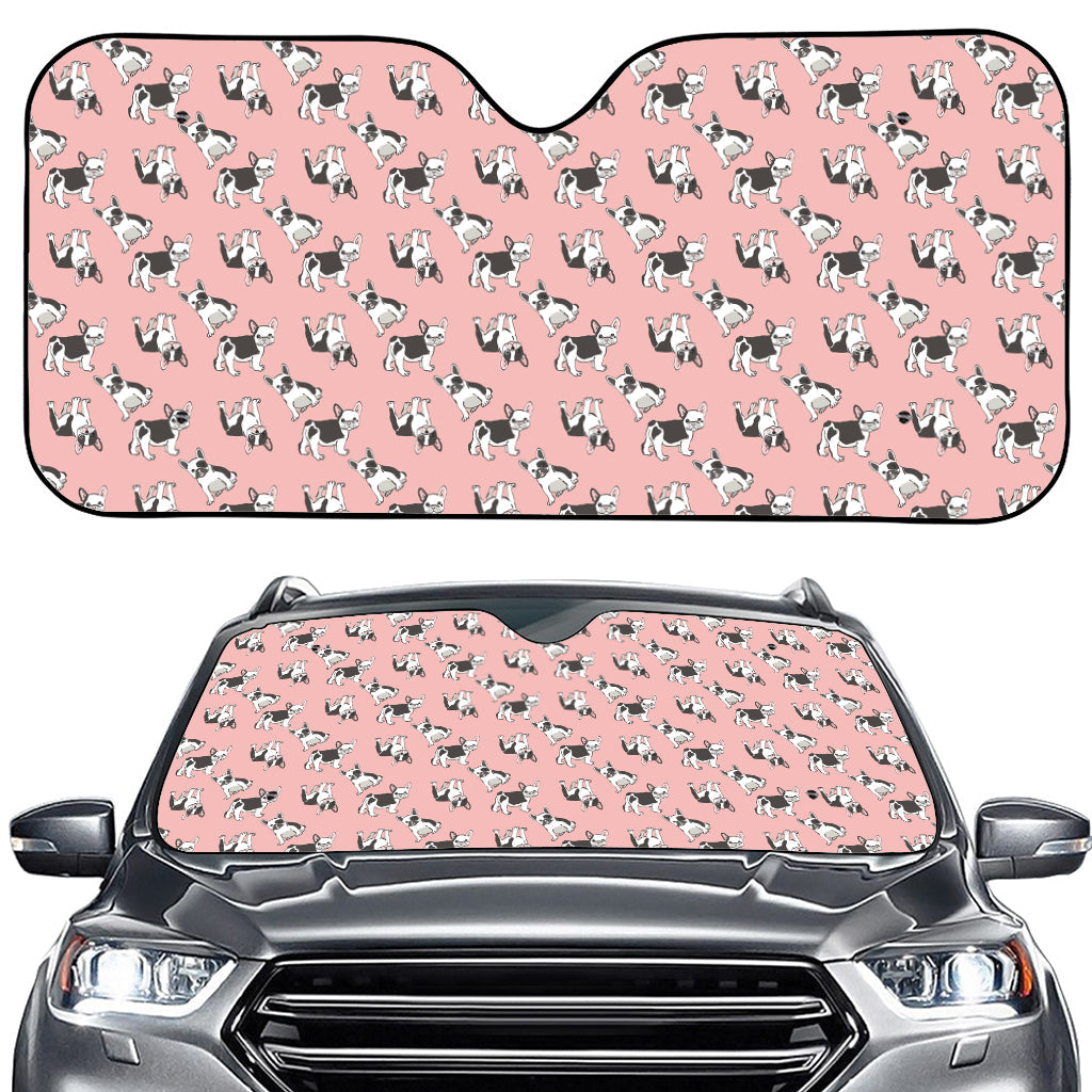 Cute French Bulldog Puppy Pattern Print Car Windshield Sun Shade