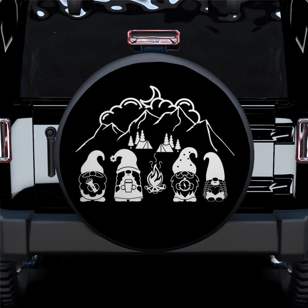 Cute Gnome Mountain Camping Jeep Car Spare Tire Cover