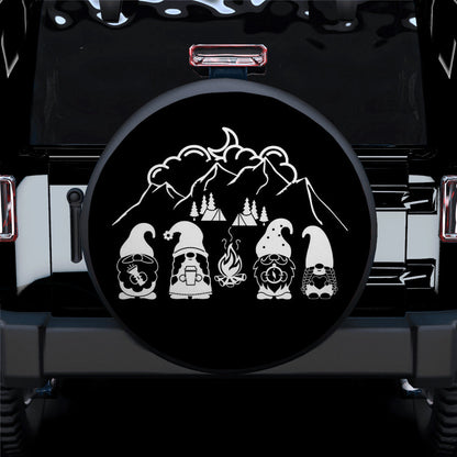 Cute Gnome Mountain Camping Jeep Car Spare Tire Cover