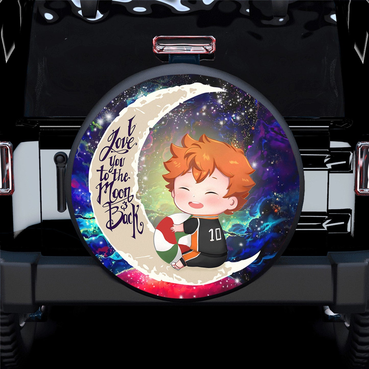 Cute Hinata Haikyuu Love You To The Moon Galaxy Spare Tire Cover