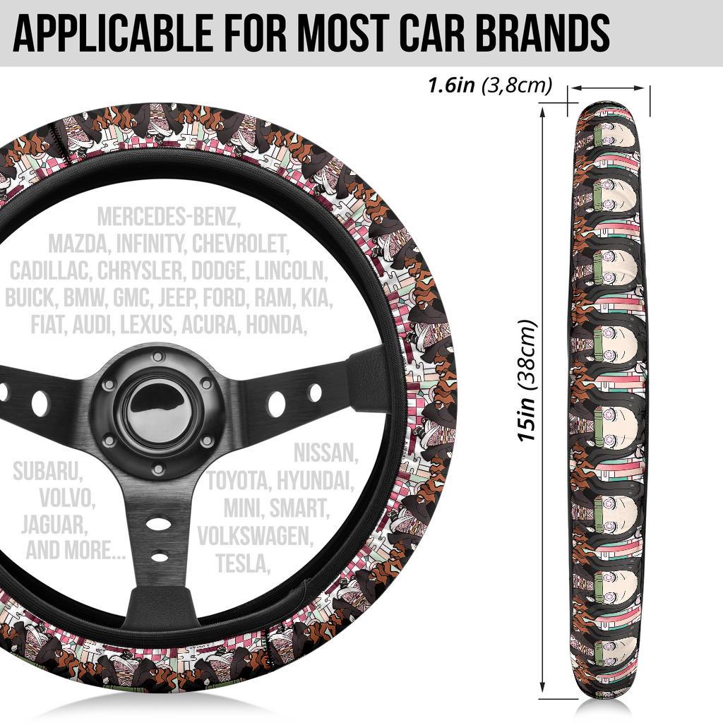 Cute Kamado Nezuko Demon Slayer Anime Car Steering Wheel Cover 1