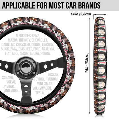 Cute Kamado Nezuko Demon Slayer Anime Car Steering Wheel Cover 1