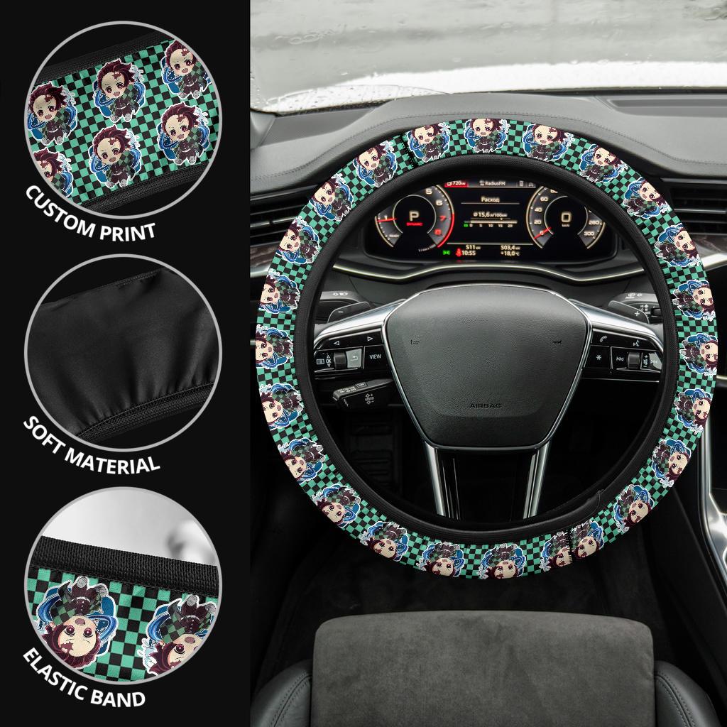 Cute Kamado Tanjiro Chipi Demon Slayer Anime Car Steering Wheel Cover