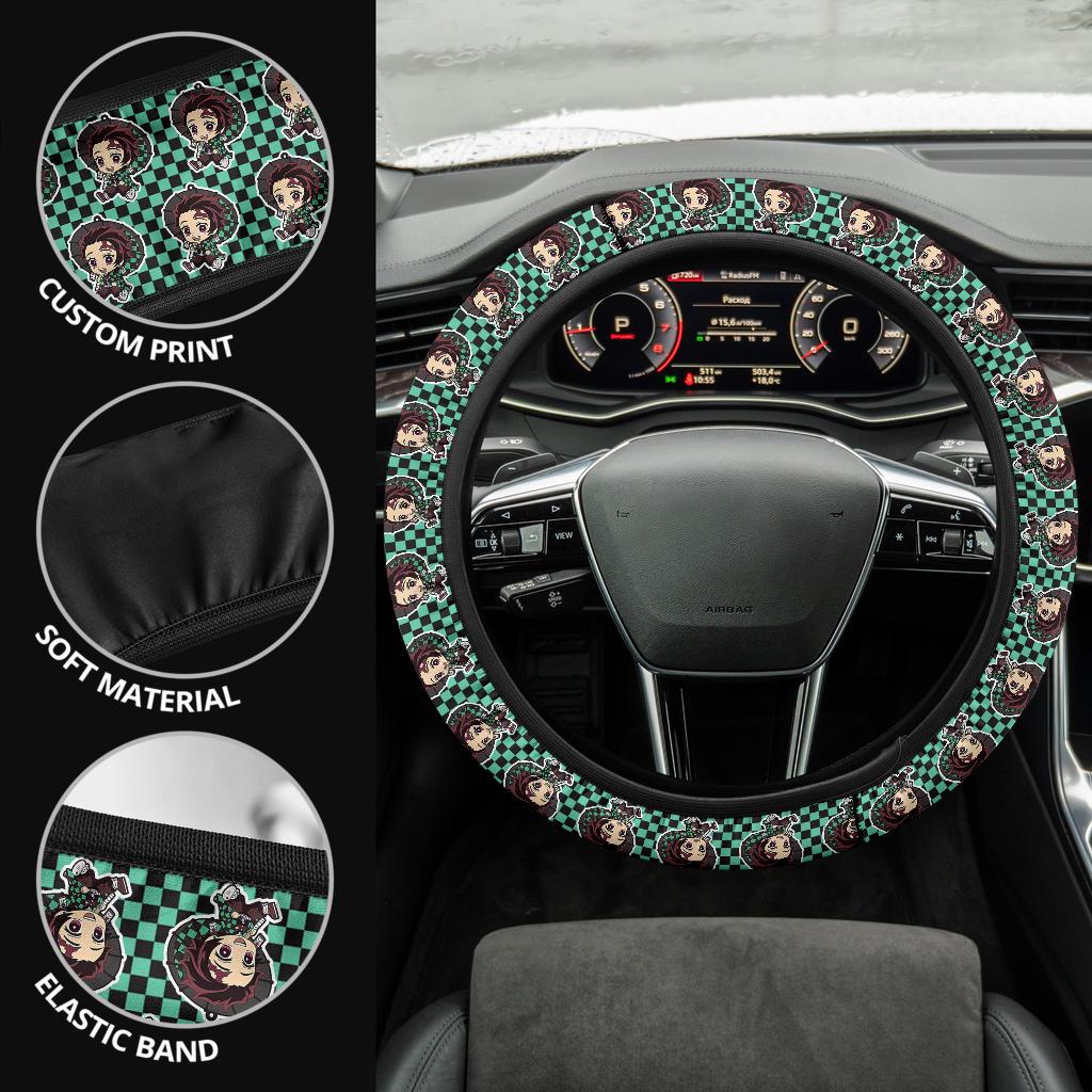 Cute Kamado Tanjiro Demon Slayer Anime Car Steering Wheel Cover 1