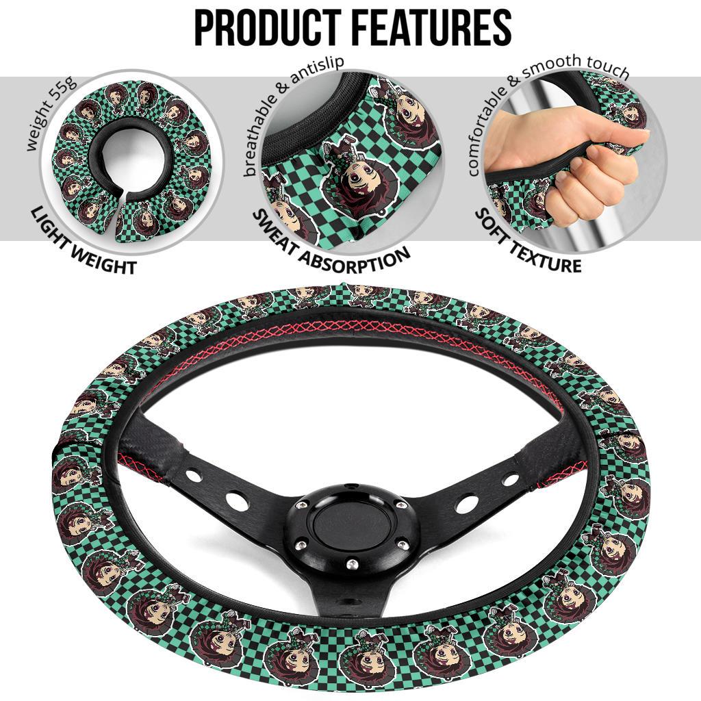 Cute Kamado Tanjiro Demon Slayer Anime Car Steering Wheel Cover 1