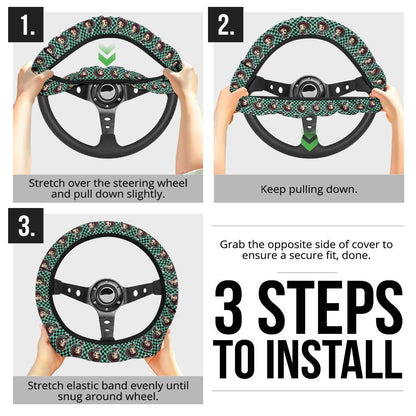 Cute Kamado Tanjiro Demon Slayer Anime Car Steering Wheel Cover 1