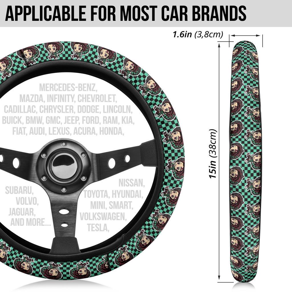Cute Kamado Tanjiro Demon Slayer Anime Car Steering Wheel Cover 1