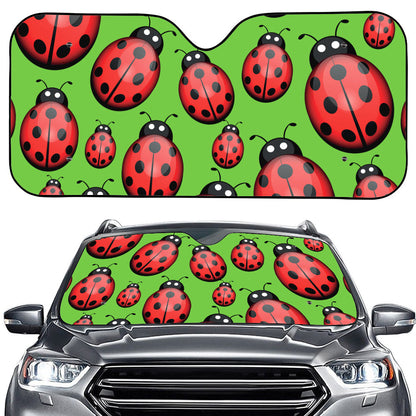 Cute Ladybug Pattern Print Car Windshield Sun Shade