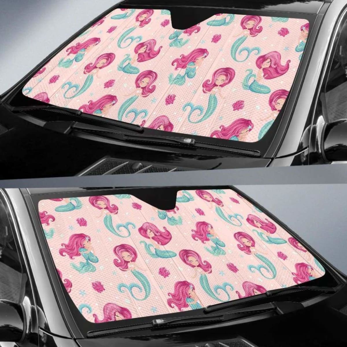 Cute Little Mermaid Pattern Car Auto Sun Shades Universal Fit 052312