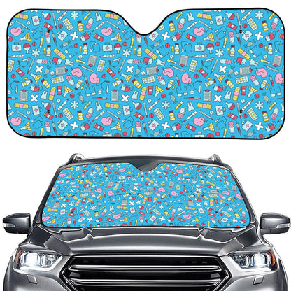Cute Medical Pattern Print Car Windshield Sun Shade