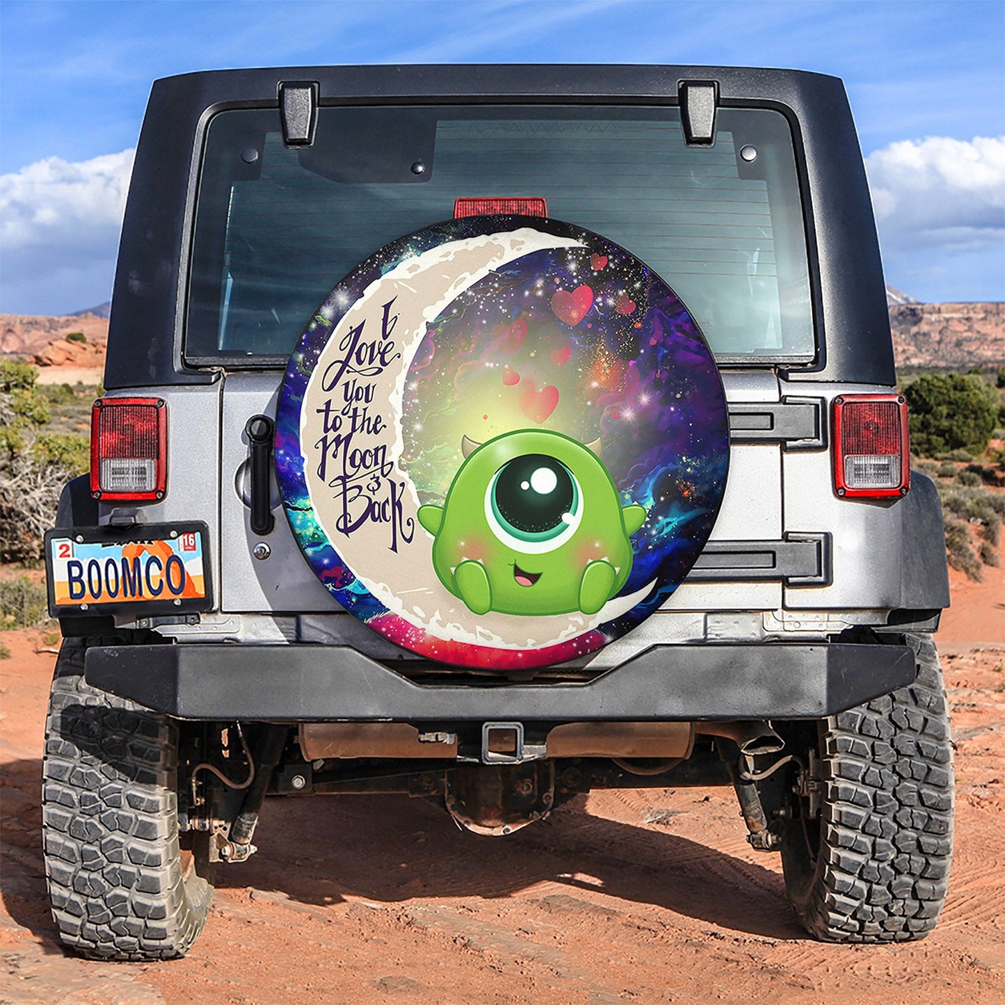 Cute Mike Monster Inc Love You To The Moon Galaxy Spare Tire Cover