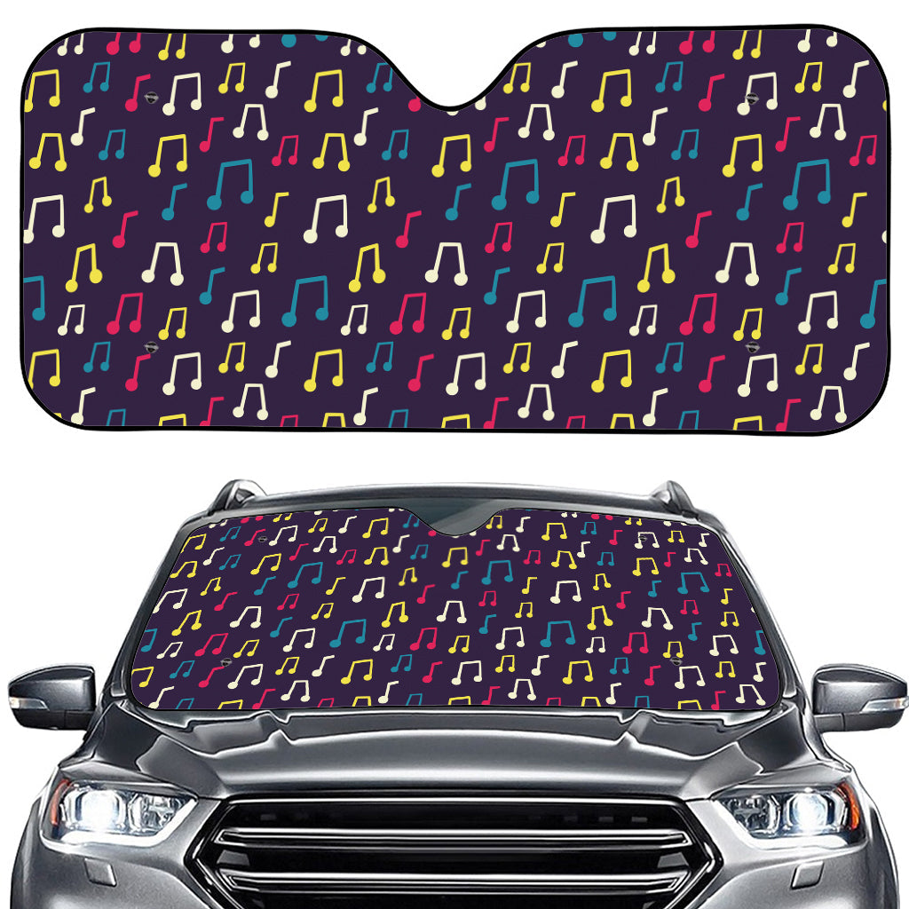 Cute Music Notes Pattern Print Car Windshield Sun Shade
