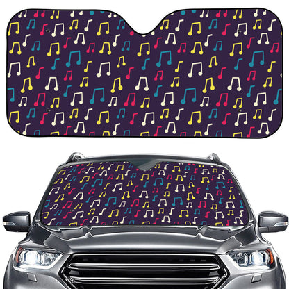 Cute Music Notes Pattern Print Car Windshield Sun Shade