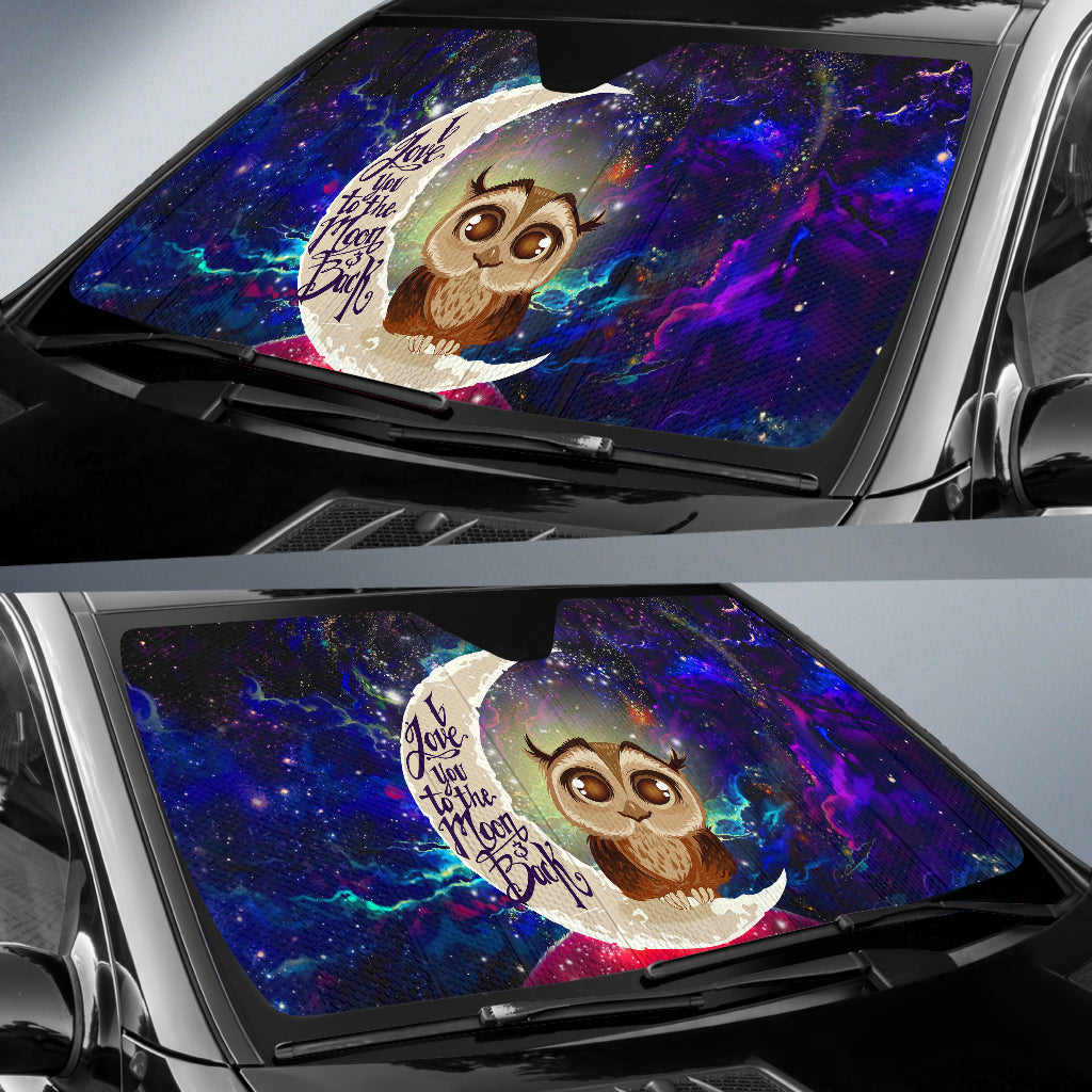 Cute Owl Love You To The Moon Galaxy Car Auto Sunshades