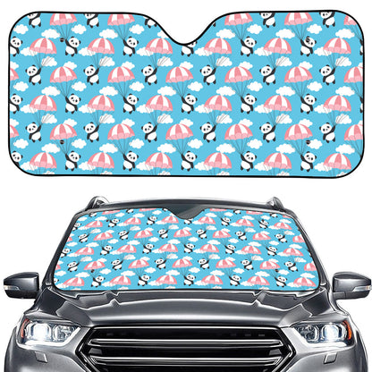 Cute Panda And Parachute Pattern Print Car Windshield Sun Shade