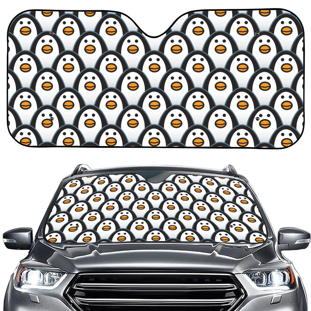 Cute Penguin Face Pattern Print Car Windshield Sun Shade