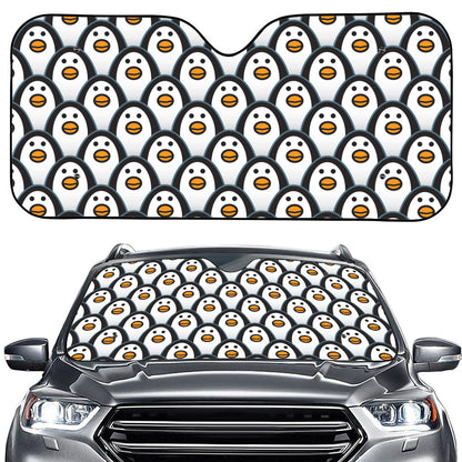 Cute Penguin Face Pattern Print Car Windshield Sun Shade