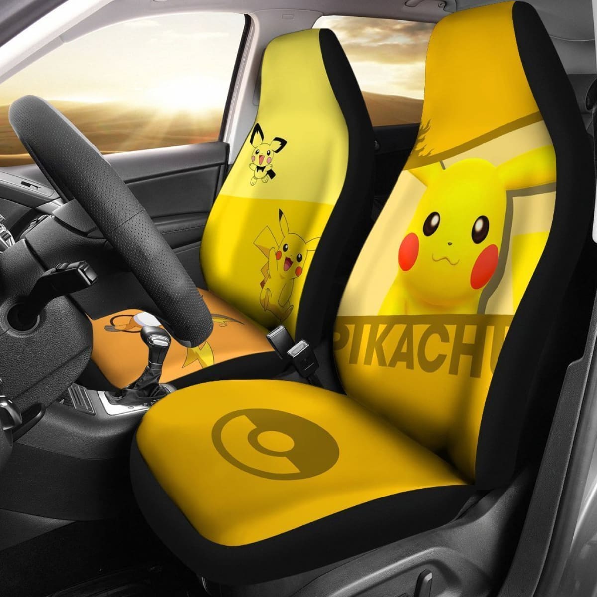 Cute Pikachu Pokemon Car Seat Covers For Fan Gift Lt03 Universal Fit 225721