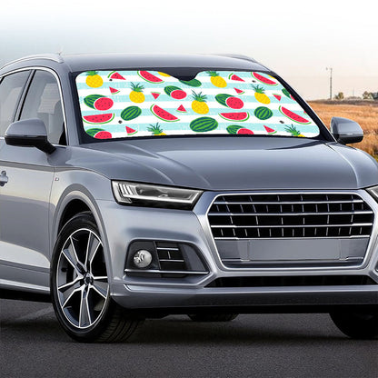 Cute Pineapple Watermelon Pattern Print Car Windshield Sun Shade