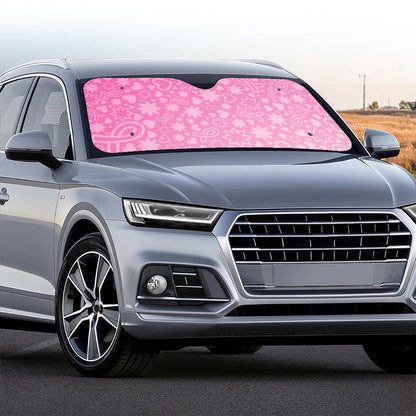 Cute Pink Breast Cancer Pattern Print Car Windshield Sun Shade