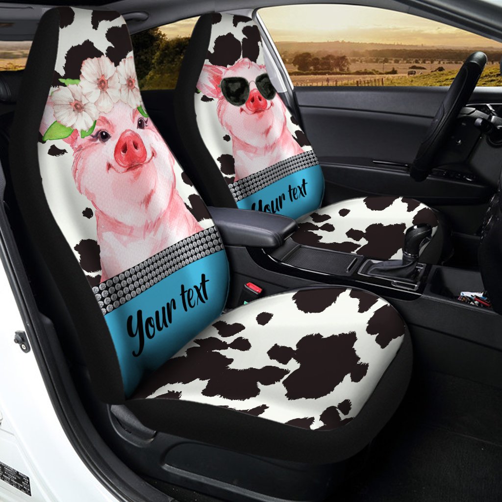 Cute Pink Pig Car Seat Covers Custom Name Car Interior Accessories
