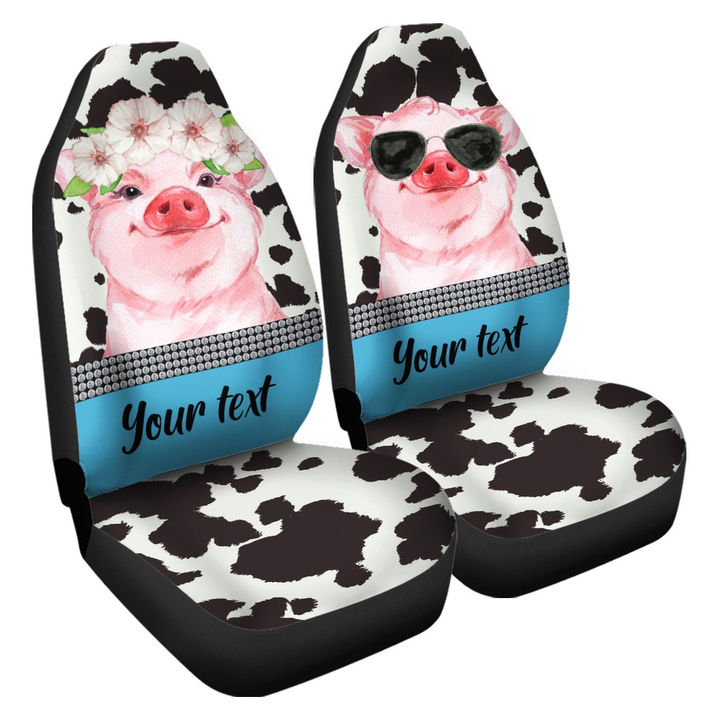 Cute Pink Pig Car Seat Covers Custom Name Car Interior Accessories