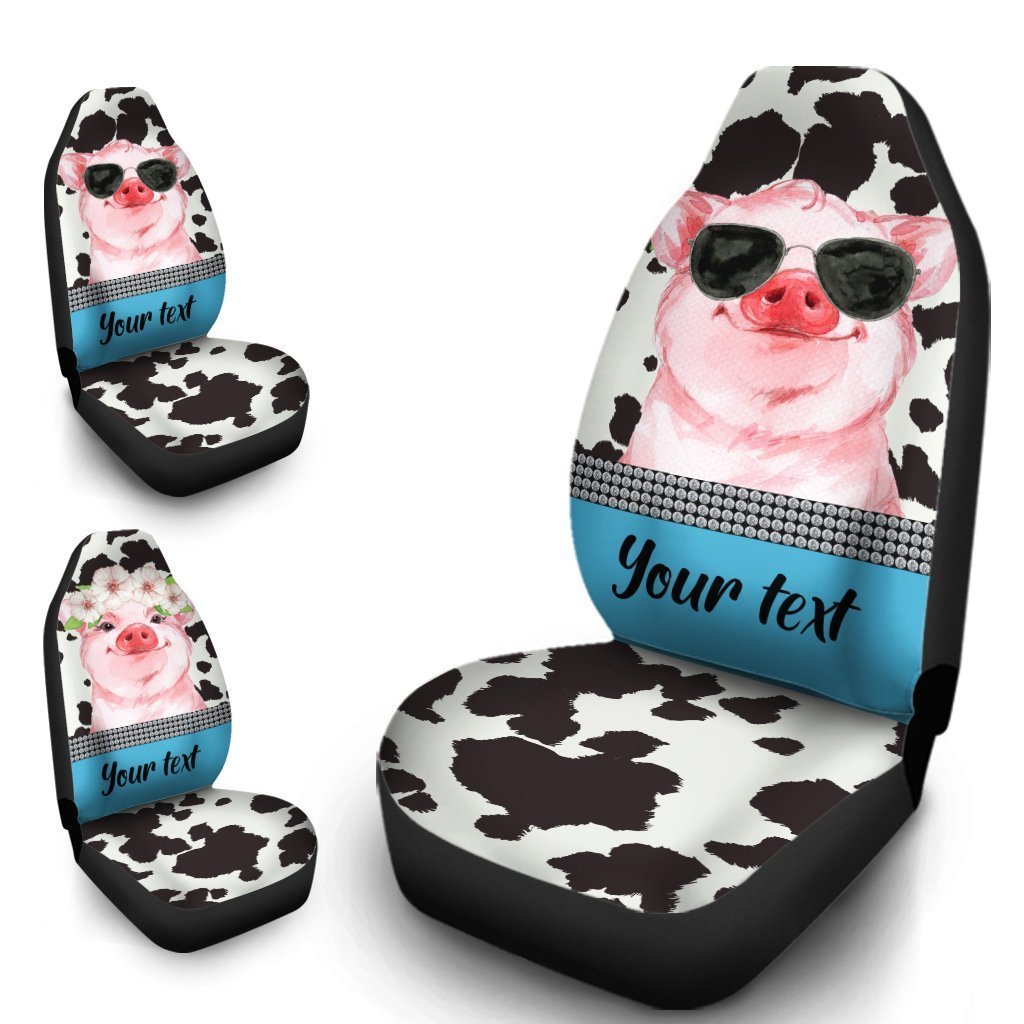 Cute Pink Pig Car Seat Covers Custom Name Car Interior Accessories