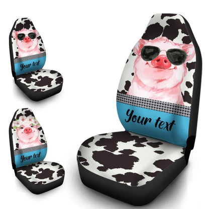 Cute Pink Pig Car Seat Covers Custom Name Car Interior Accessories
