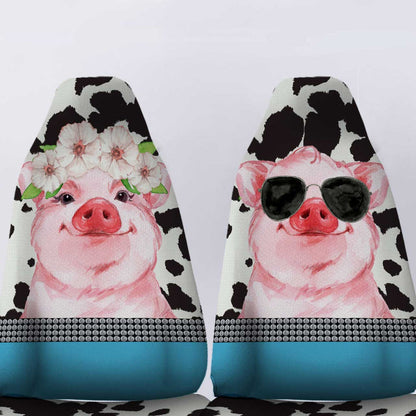 Cute Pink Pig Car Seat Covers Custom Name Car Interior Accessories