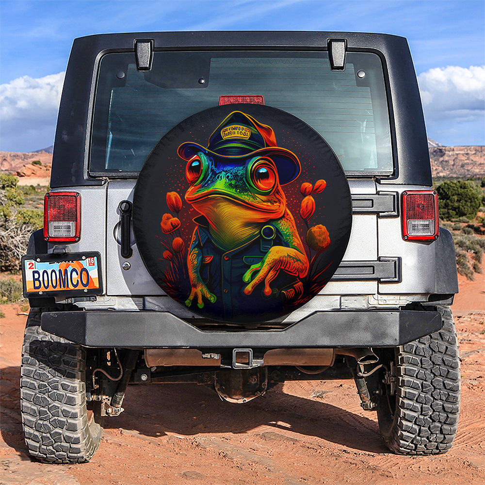 Cute Police Frog Car Spare Tire Cover