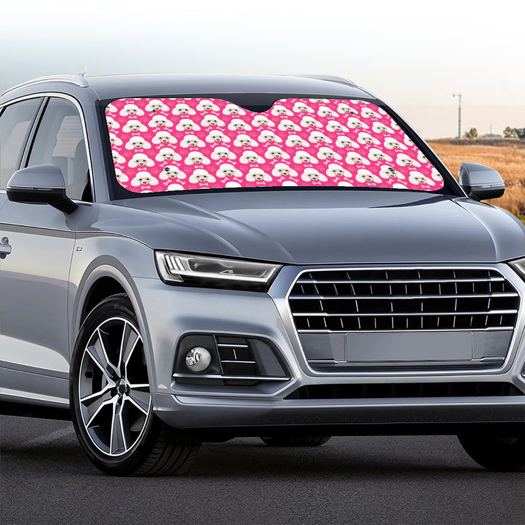 Cute Poodle Pattern Print Car Windshield Sun Shade