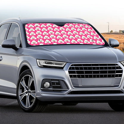 Cute Poodle Pattern Print Car Windshield Sun Shade