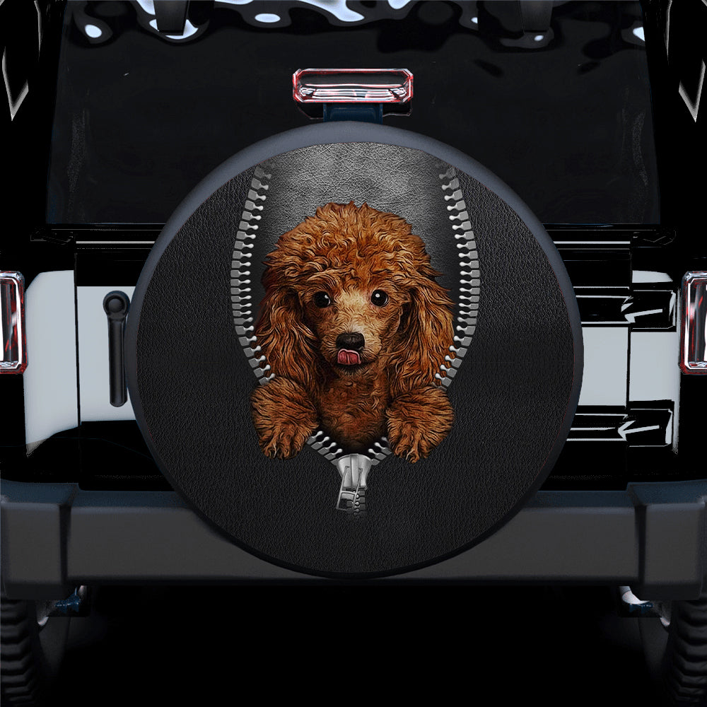 Cute Poodle Zipper Car Spare Tire Cover
