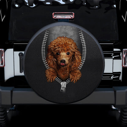 Cute Poodle Zipper Car Spare Tire Cover