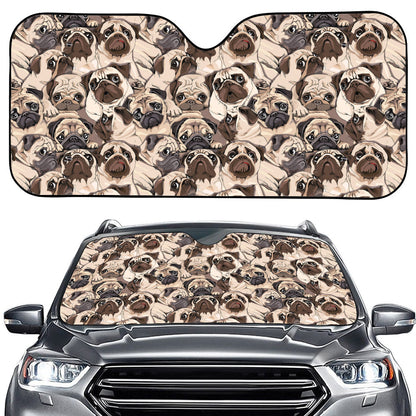 Cute Pug Pattern Print Car Windshield Sun Shade