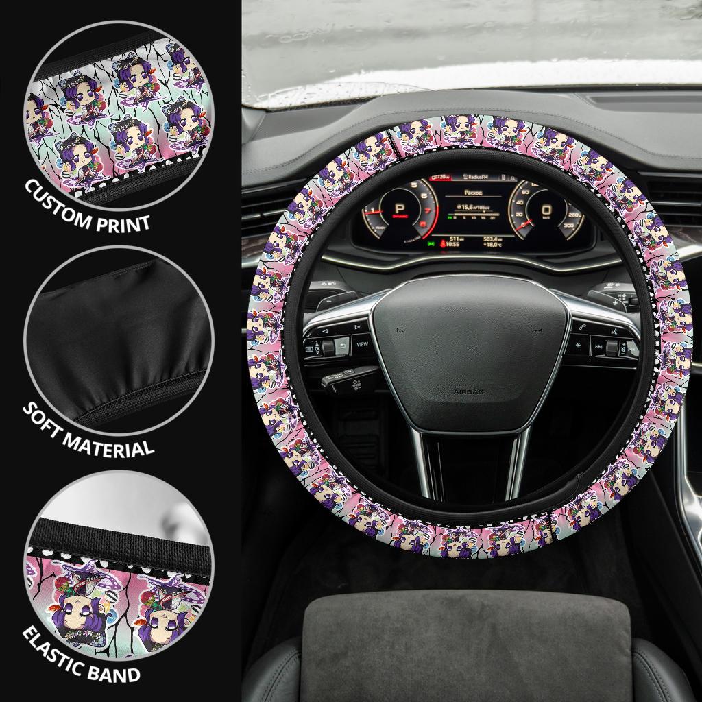 Cute Shinobu Kocho Chipi Demon Slayer Anime Car Steering Wheel Cover 1