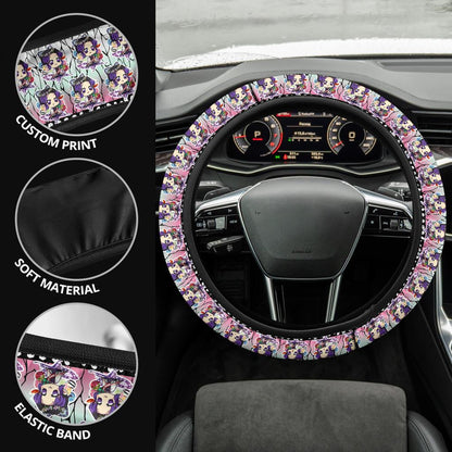 Cute Shinobu Kocho Chipi Demon Slayer Anime Car Steering Wheel Cover 1