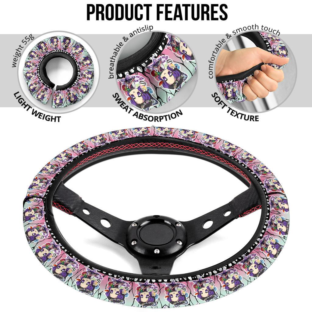 Cute Shinobu Kocho Chipi Demon Slayer Anime Car Steering Wheel Cover 1