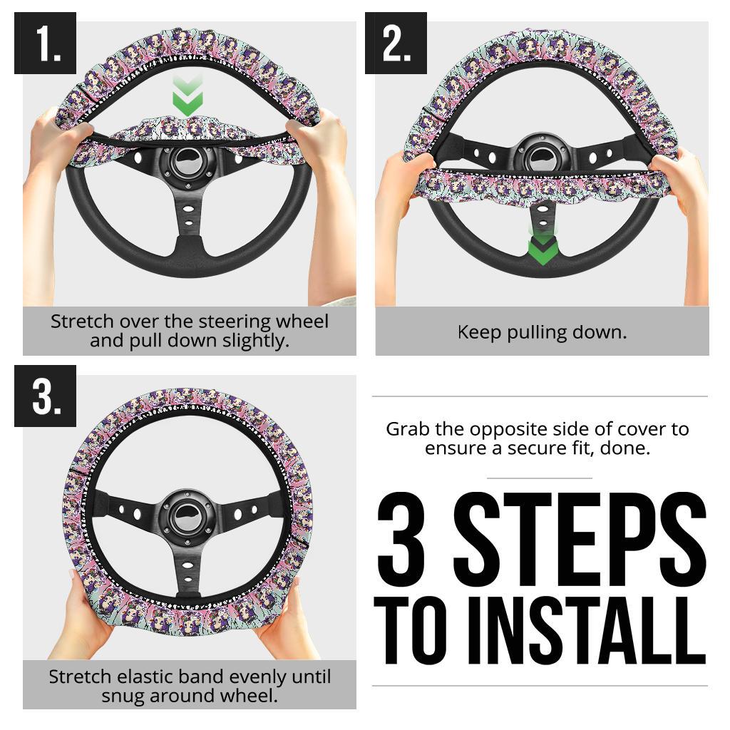 Cute Shinobu Kocho Chipi Demon Slayer Anime Car Steering Wheel Cover 1