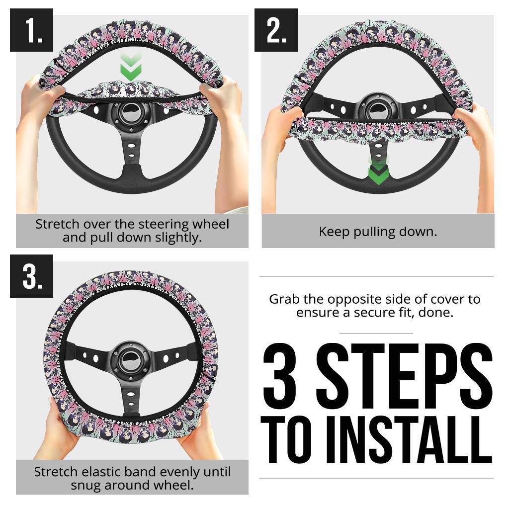 Cute Shinobu Kocho Demon Slayer Anime Car Steering Wheel Cover 1