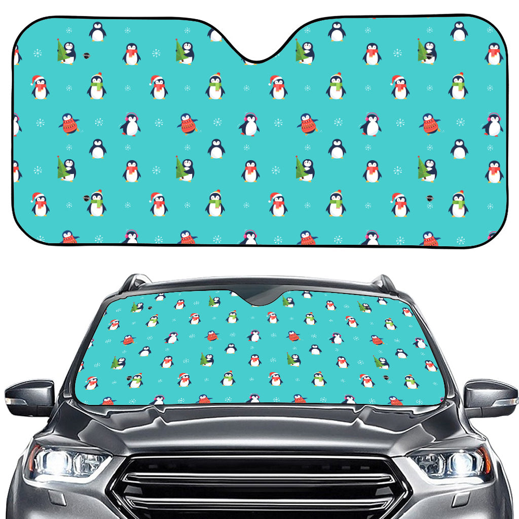 Cute Snowy Penguin Pattern Print Car Windshield Sun Shade