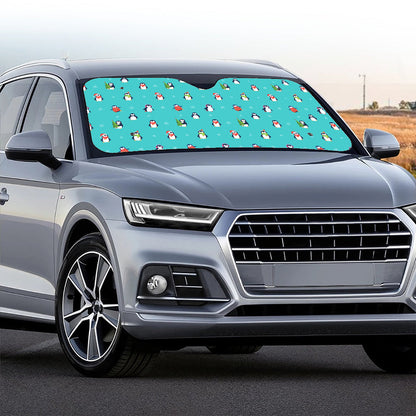 Cute Snowy Penguin Pattern Print Car Windshield Sun Shade