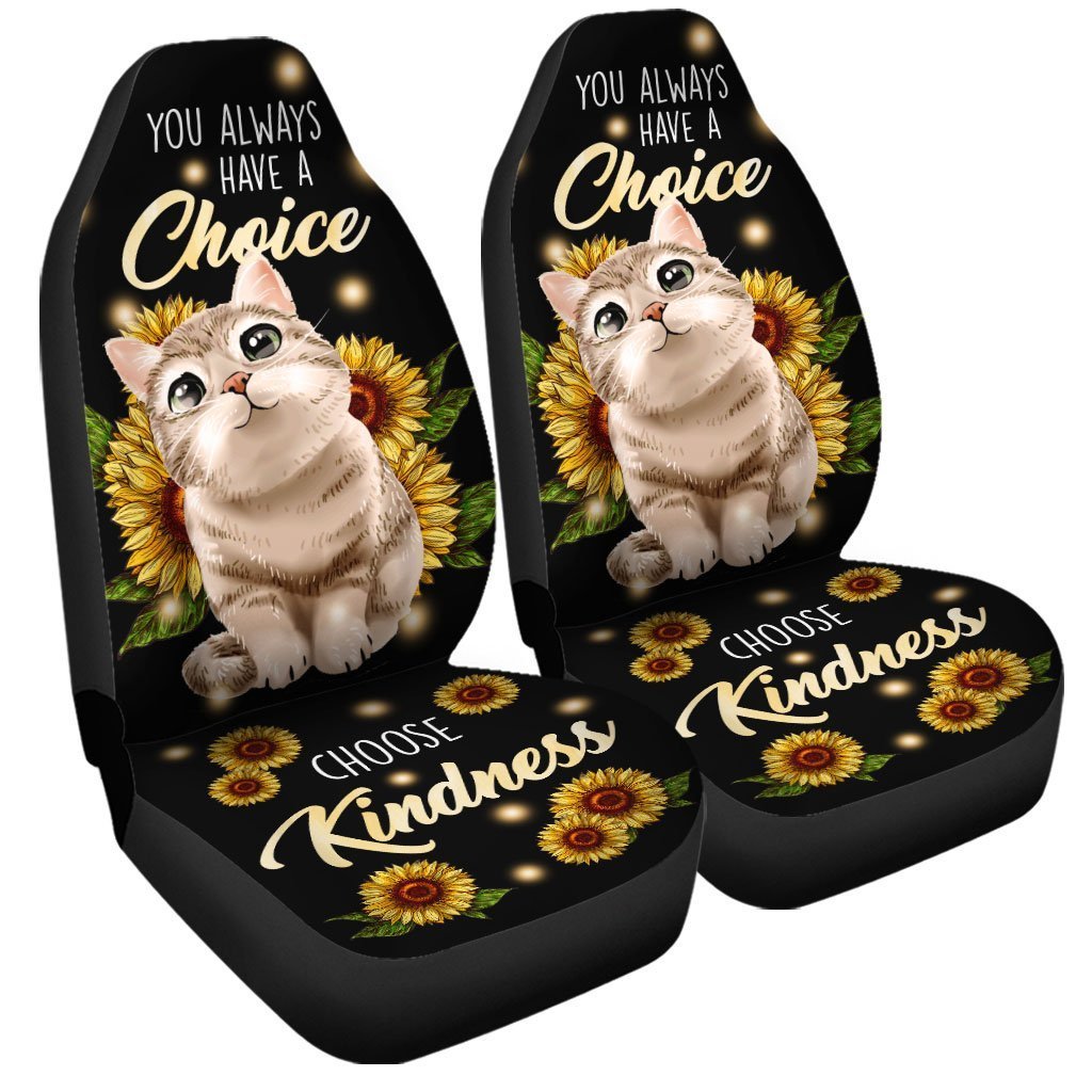 Cute Sunflower Cat Car Seat Covers Custom Kindness Cat Car Accessories