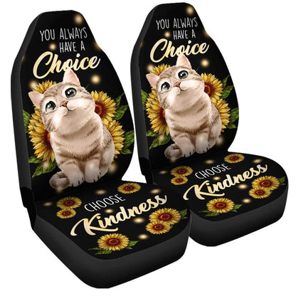 Cute Sunflower Cat Car Seat Covers Custom Kindness Cat Car Accessories