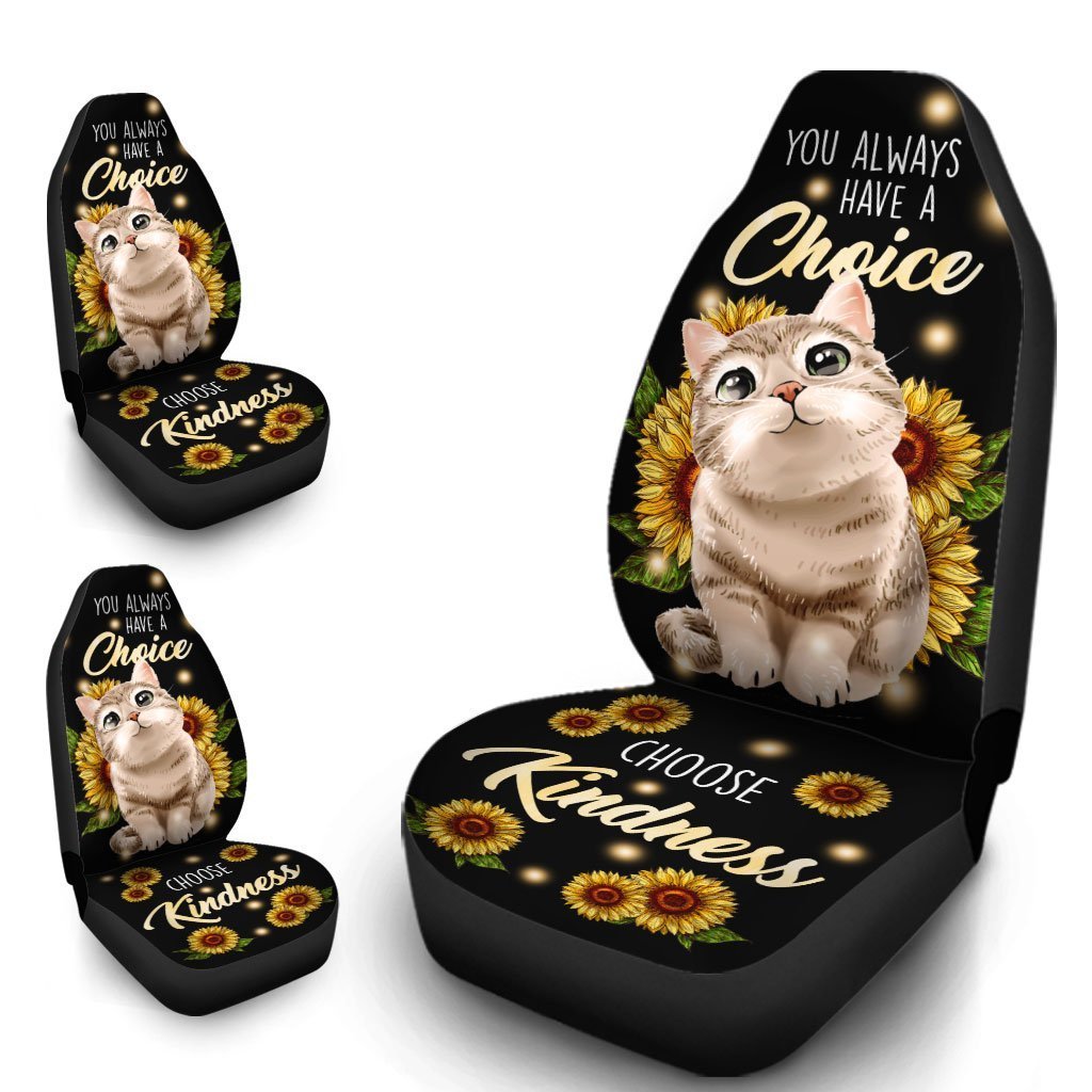Cute Sunflower Cat Car Seat Covers Custom Kindness Cat Car Accessories