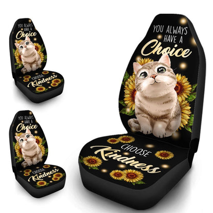 Cute Sunflower Cat Car Seat Covers Custom Kindness Cat Car Accessories