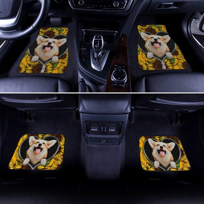 Cute Sunflower Corgi Car Floor Mats Custom Car Accessories Car Accessories For Corgi Onwers