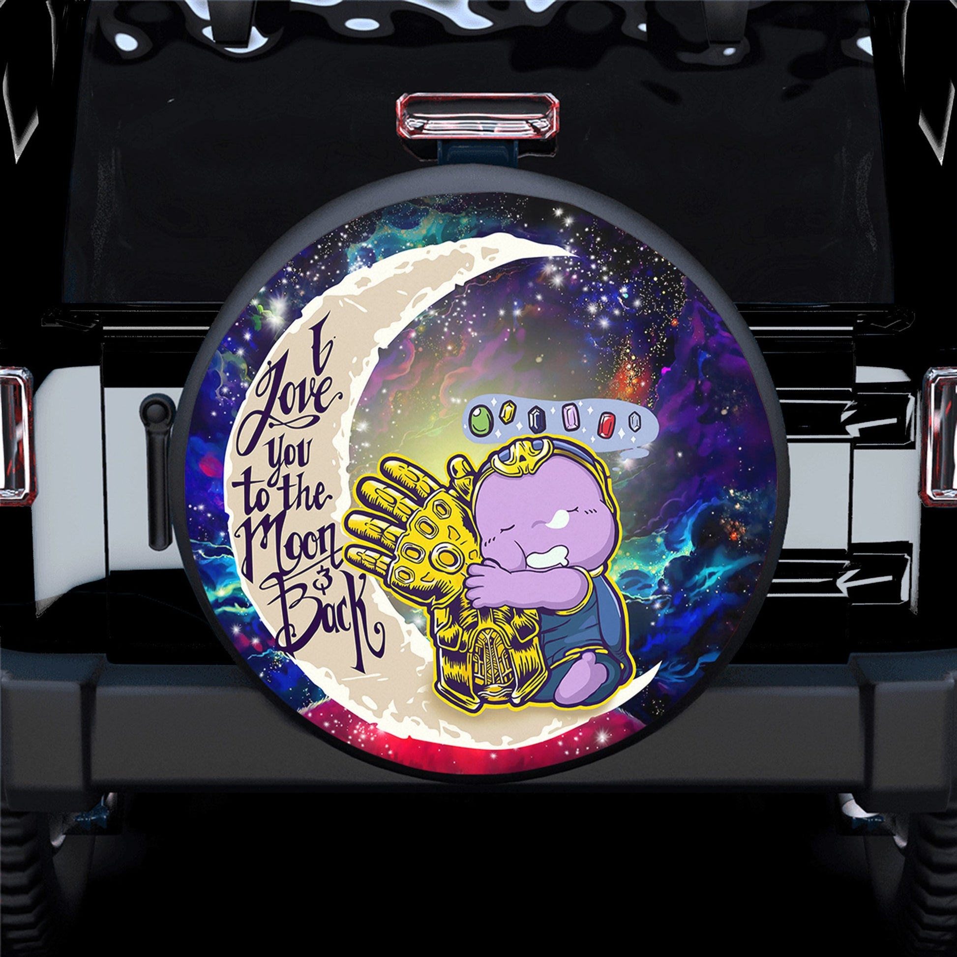 Cute Thanos Love You To The Moon Galaxy Spare Tire Cover