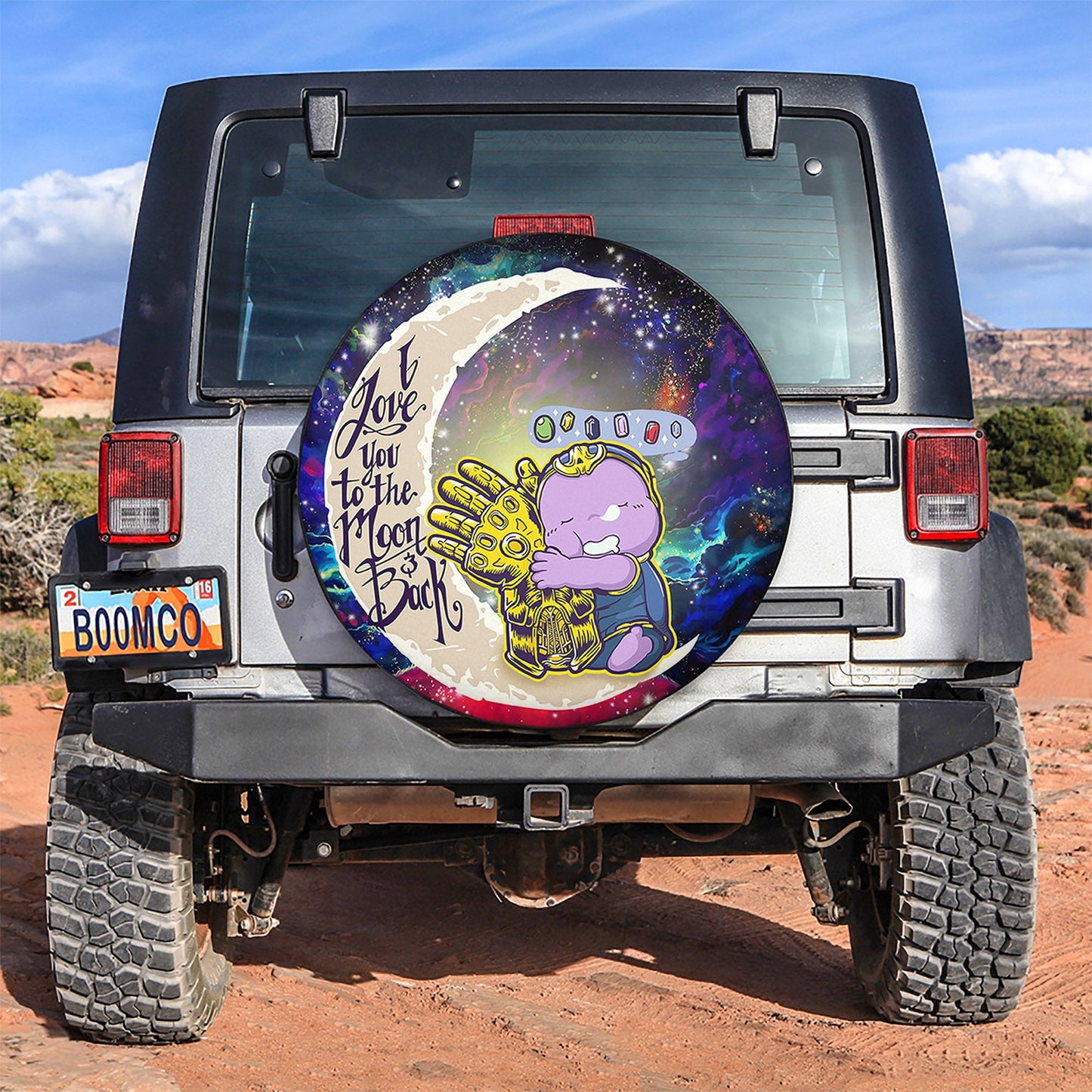 Cute Thanos Love You To The Moon Galaxy Spare Tire Cover