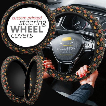 Cute Triceratops Pattern Anime Steering Wheel Cover Custom Dinosaur Car Accessories